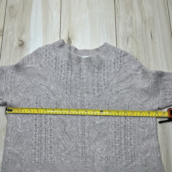 Vince Cropped Cream Cashmere Wool Cable Loose Knit Sweater Womens XS - Picture 2 of 7